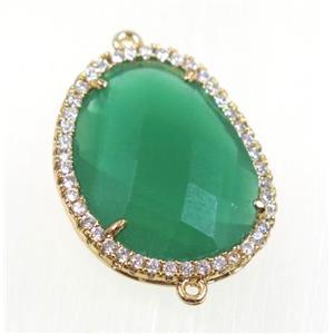 gemstone connector paved zircon, gold plated, approx 18x23mm