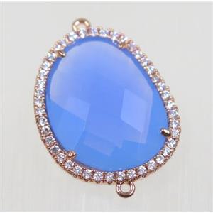 gemstone connector paved zircon, gold plated, approx 18x23mm