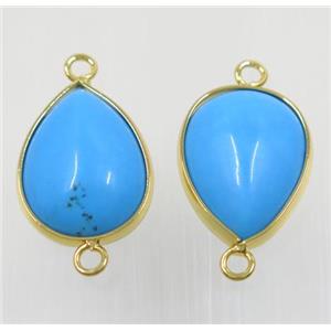 blue dye turquoise teardrop connector, approx 15x20mm