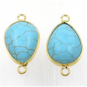 blue turquoise teardrop connector, approx 15x20mm