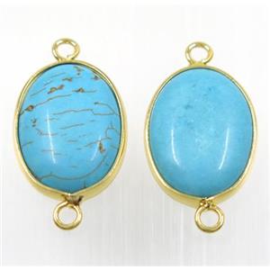 blue turquoise oval connector, approx 15x20mm
