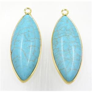 blue turquoise pendant, horse eye, approx 15x37mm