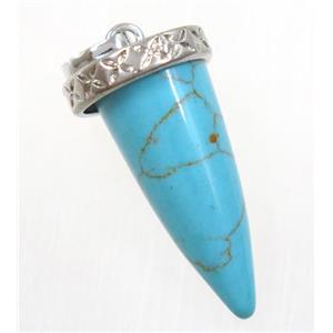 aqua turquoise bullet pendant, approx 11-25mm