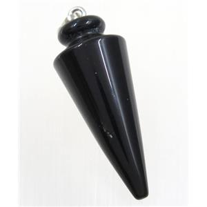 black agate bullet pendant, approx 16-40mm