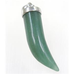 green aventurine horn pendant, approx 11-40mm