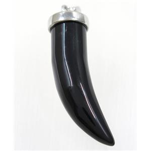 black agate horn pendant, approx 11-40mm