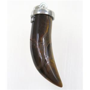 tiger eye stone horn pendant, approx 11-40mm