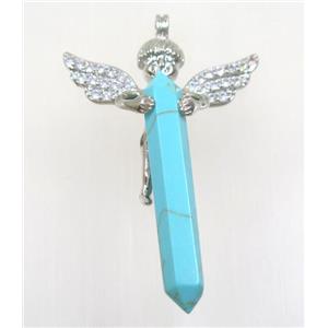 gemstone pendant, angel, platinum plated, approx 35-50mm