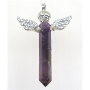 gemstone pendant, angel, platinum plated, approx 35-50mm