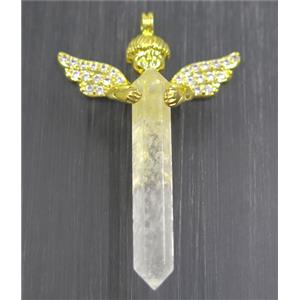 gemstone pendant, angel, gold plated, approx 35-50mm