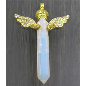 gemstone pendant, angel, gold plated, approx 35-50mm