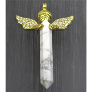 gemstone pendant, angel, gold plated, approx 35-50mm
