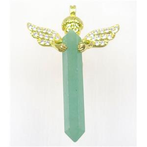 gemstone pendant, angel, gold plated, approx 35-50mm