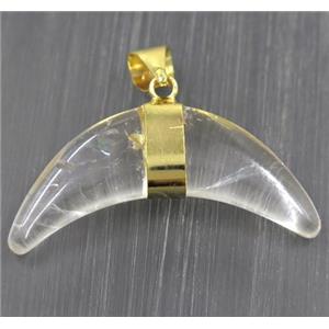 Clear Quartz crescent moon pendant, gold plated, approx 12-40mm