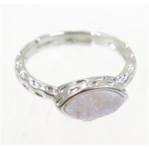 druzy agate ring, copper, platinum plated, approx 7-18mm
