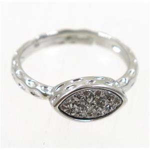 druzy agate ring, copper, platinum plated, approx 7-18mm