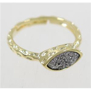 druzy agate ring, copper, gold plated, approx 7-18mm