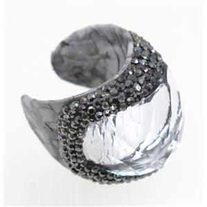 gemstone bead, copper ring, paved rhinestone, approx 20-30mm