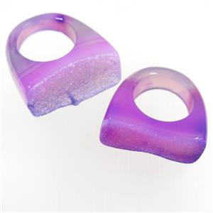 Fuchsia Agate Druzy Ring, approx 25-30mm
