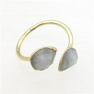 blue Aquamarine Rings, copper, gold plated, approx 8-10mm, 17mm dia