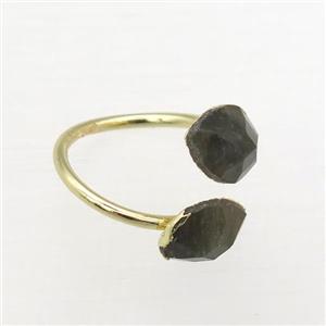 Labradorite Rings, copper, gold plated, approx 8-10mm, 17mm dia