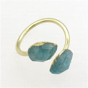 Amazonite Rings, copper, gold plated, approx 8-10mm, 17mm dia