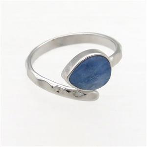 blue Kyanite Rings, copper, gold plated, approx 8-10mm, 18mm dia