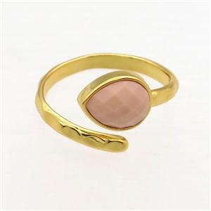 pink dye Coral Rings, copper, gold plated, approx 8-10mm, 18mm dia