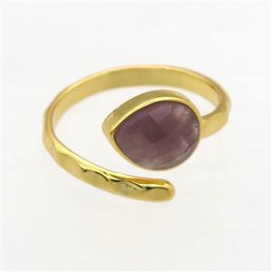 gemstone ring, copper, gold plated, approx 8-10mm, 18mm dia