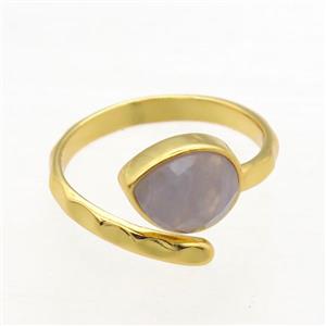 Blue Lace Agate Rings, copper, gold plated, approx 8-10mm, 18mm dia