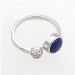 blue Lapis Lazuli Rings, copper, platinum plated, approx 6mm, 18mm dia