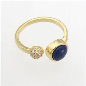blue Lapis Lazuli Rings, copper, gold plated, approx 6mm, 18mm dia