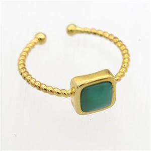 green Aventurine Rings, copper, gold plated, approx 7mm, 19mm dia