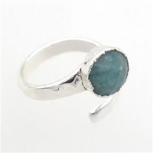 green Amazonite Rings, copper, platinum plated, approx 10mm, 19mm dia