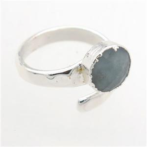 blue Aquamarine Rings, copper, platinum plated, approx 10mm, 19mm dia