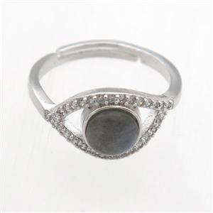 Labradorite Rings, copper, platinum plated, approx 8mm, 17mm dia