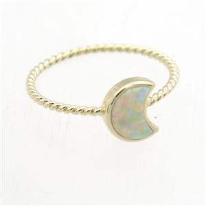 moon Fire Opal Rings, copper, gold plated, approx 7-8mm, 18mm dia