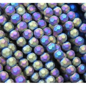 matte chinese crystal glass bead, faceted round, approx 4mm dia, 98pcs per st