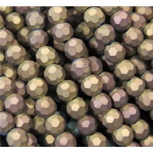 matte chinese crystal glass bead, faceted round, approx 4mm dia, 98pcs per st