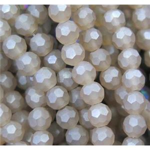 matte chinese crystal glass bead, faceted round, approx 4mm dia, 98pcs per st