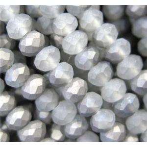 matte chinese crystal glass bead, faceted rondelle, approx 4mm dia, 150pcs per st