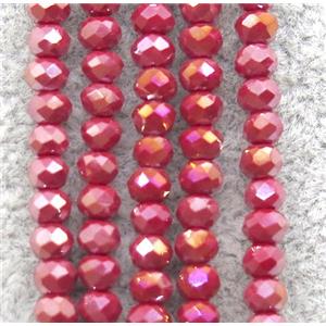 red chinese crystal glass beads, faceted rondelle, AB-color electroplated, approx 2.5x3mm, 150 pcs per st