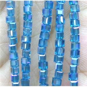 Chinese crystal bead, faceted cube, approx 2x2x2mm, 200pcs per st