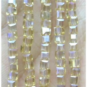 Chinese crystal bead, faceted cube, approx 2x2x2mm, 200pcs per st