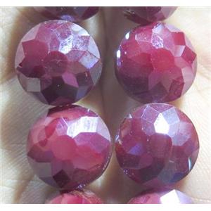 Chinese crystal glass bead, faceted flat round, approx 16mm dia, 20pcs per st