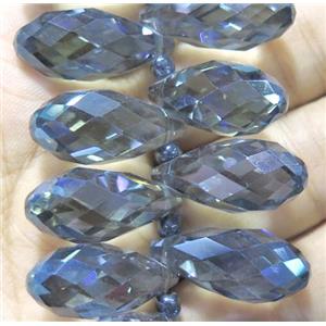 Chinese crystal glass bead, faceted teardrop, approx 12x25mm, 100pcs per st