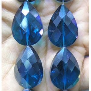 Chinese crystal glass bead, faceted teardrop, approx 18x25mm, 15pcs per st