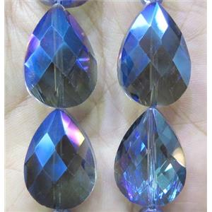 Chinese crystal glass bead, faceted teardrop, approx 18x25mm, 15pcs per st