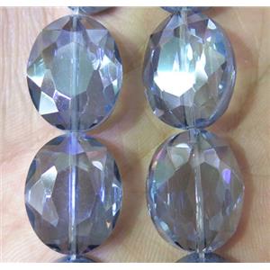 Chinese crystal glass bead, faceted oval, approx 16x20mm, 18pcs per st