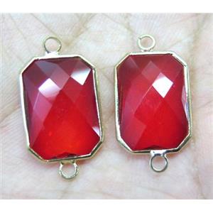 Chinese crystal glass bead, gold plated, approx 10x14mm